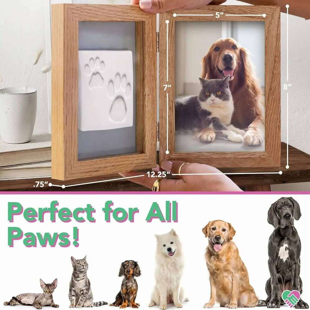 Dog Paw Prints Hand and Foot Print Mud Souvenir Pet Cat American Solid Wood Photo Frame Set DIY S260205