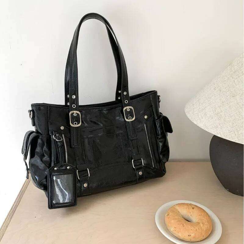 Sweet Cool Style Large Capacity Tote Personalized Portable Motorcycle Simple Y2K Shoulder Commuter Crossbody Bag Y260205