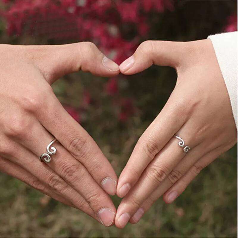 ANENJERY Silver Shiny Zircon Couple Rings For Women Men Wedding Party Temperament Jewelry W260206