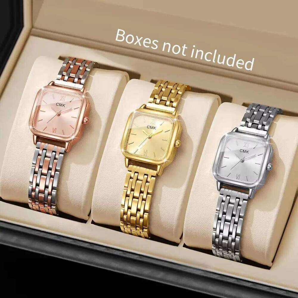 3PCS/Set Fashion Square Women Quartz Watch Ladies Stainless Steel Strap Wristwatches Girls Clock Reloj MujerWithout Box Z260206