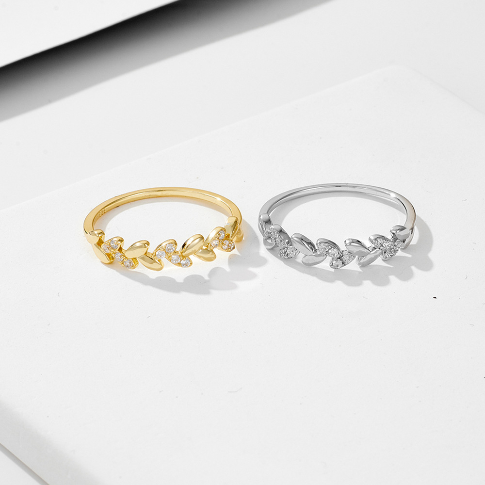 INS Light Luxury Niche Design Diamond-Studded Wheat Spike Pure Silver Minimalist Style High-End Versatile Ring Jewelry