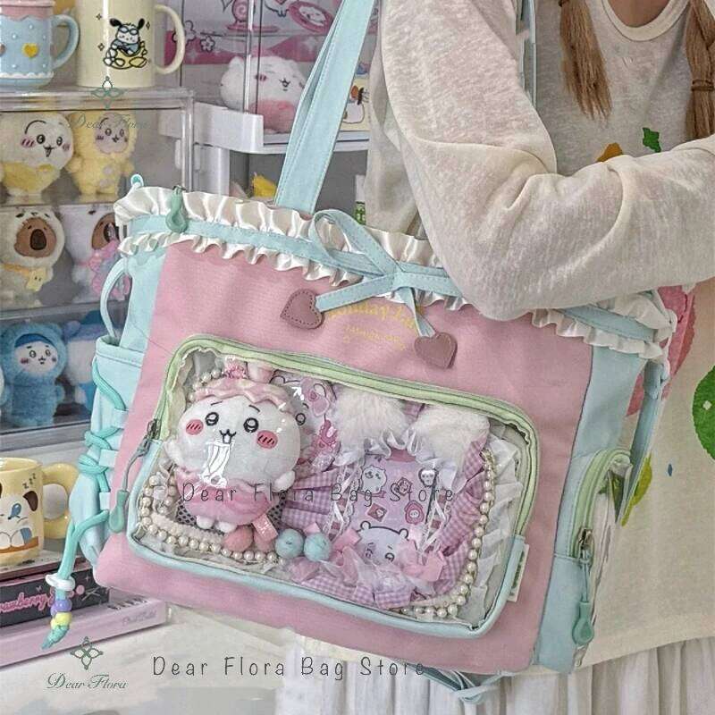 New Y2k Sweet Shoulder Lolita Girl Transparent Tote Women Large Capacity Lace Bow Crossbody Bag Cute DIY Display Handbag Z260207 - view 6