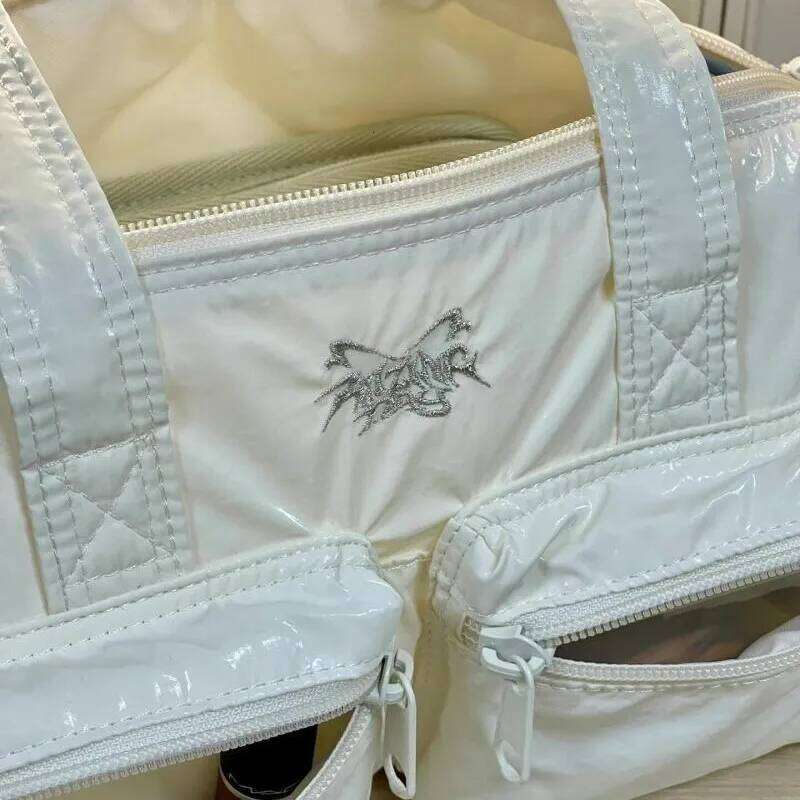 JIAERDI Harajuku Beige Shoulder Bags Women Hot Girls Nylon Pocket Casual Handbag Female Vintage Fashion Y2k Underarm Bag Chic Y260205