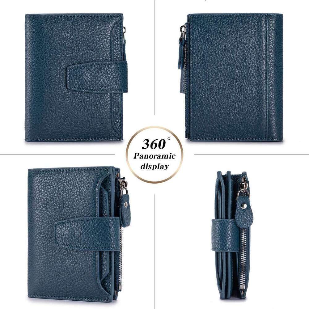 Women's Fashion Genuine Leather RFID Wallet Bifold Large Capacity Secure Zipper Coin Pocket 4 ID Window Compact Y260206