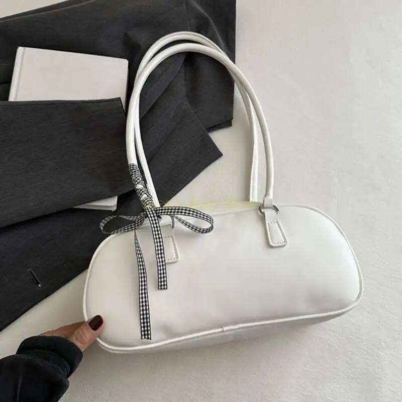 X90D Women PU Leather Shoulder Trend Bows Armpit Large Capacity Underarm Bag Y260205