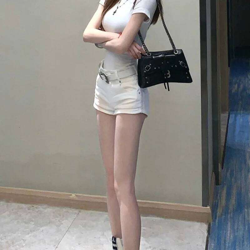 Denim Shorts for Women Boxer High Waist White Short Jean Pants Woman Kpop Summer Trend 2025 Comfy Jorts Outfits Fashion Clothing XJ260206