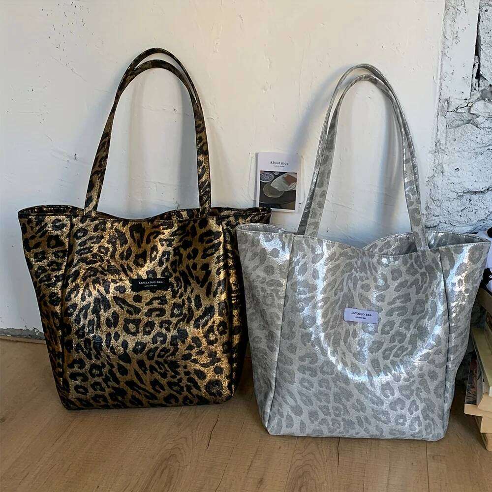 Large Capacity Women's New Arrival Commuter Tote Autumn/Winter Retro Niche Leopard Print Single Shoulder Bag Y260205