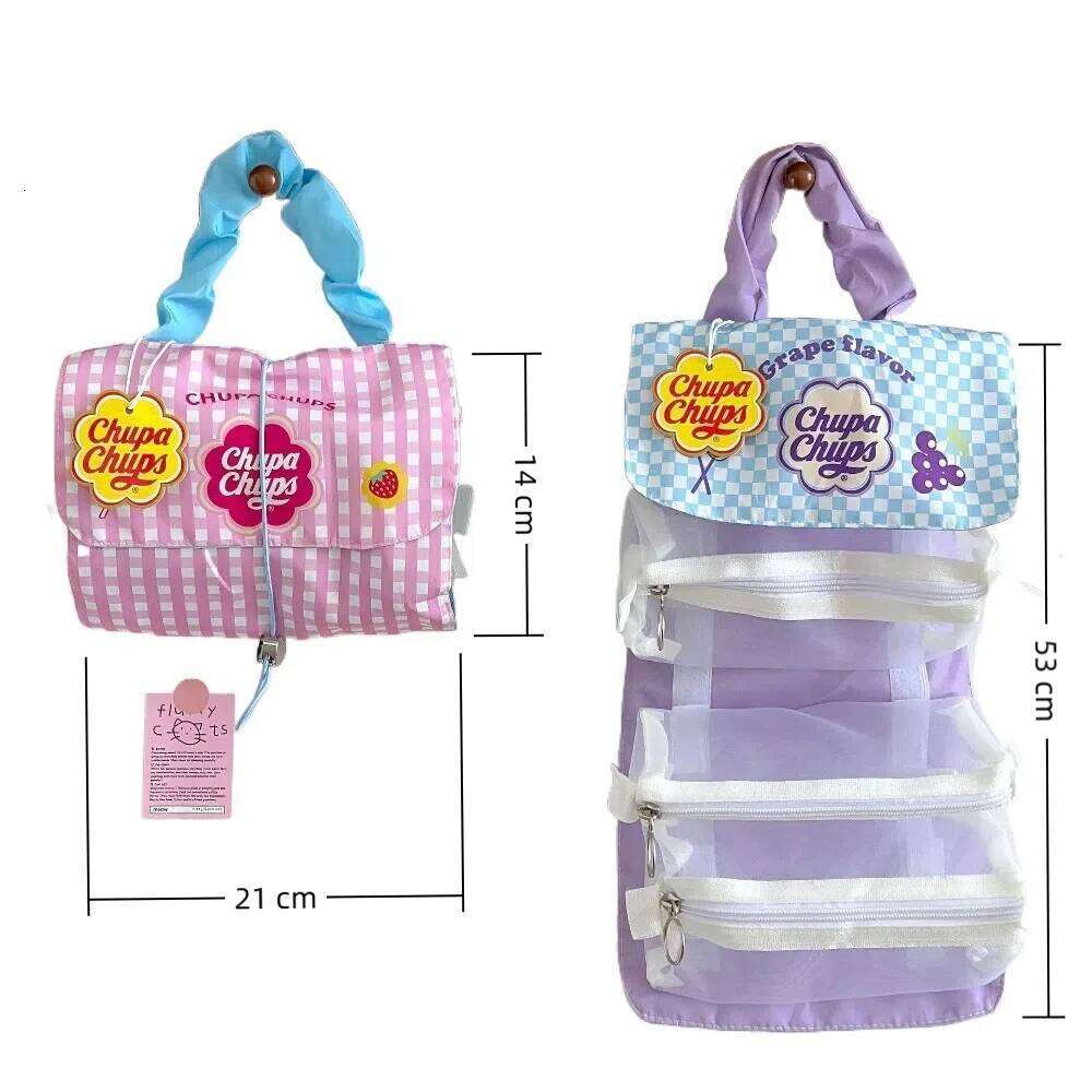 Portable 3 in 1 Ladies' Makeup Bag Folding Detachable Cosmetic Cases Storage Handbag Women Girl Y260206