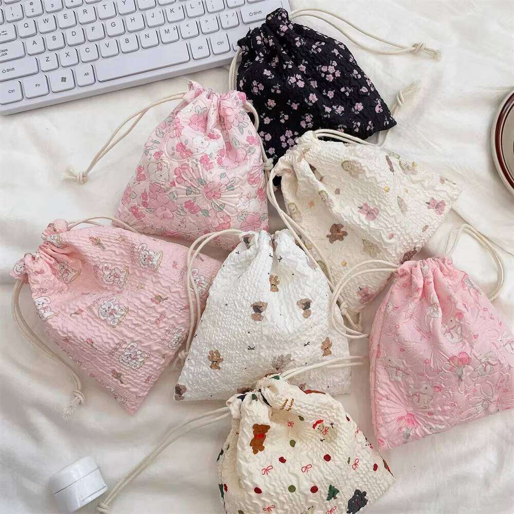Cute Cartoon Animals Drawstring Makeup Portable Travel Mini Cosmetic Lipsticks Storage Pouch Multifunctional Bundle Bag Y260206