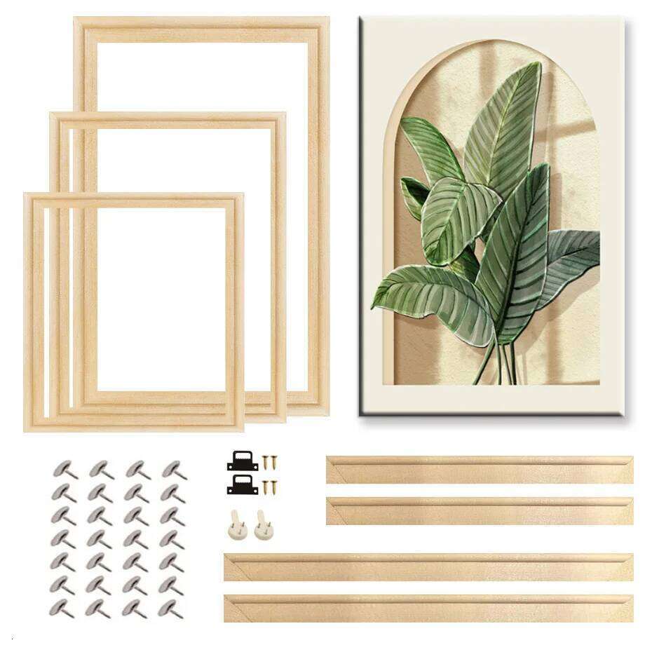 25x35 30x40cm Natural Wooden For Canvas Diamond Painting Picture Poster Wall Frame Home Decor S260205 3 5e7