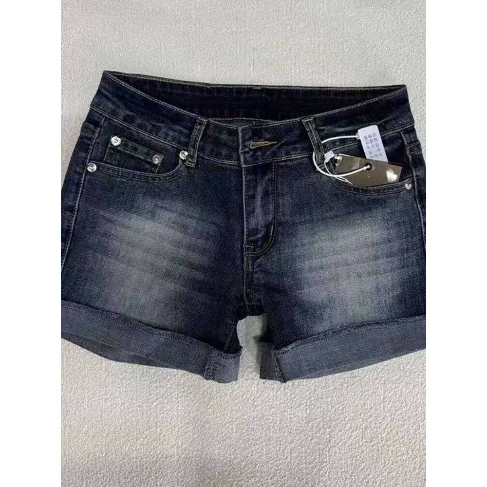 HOUZHOU Retro Denim Women Sexy Low Waist Hip Pop Washed American Vintage Distressed Harajuku Summer Jean Shorts XJ260206