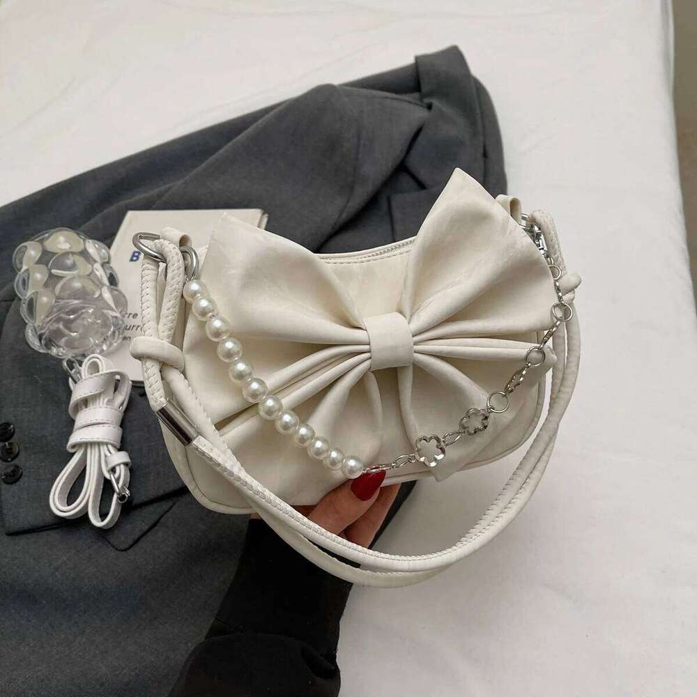 Fashion Versatile Women's Bow Love Trend Single Shoulder Crossbody Bag Simple Casual PU Leather Commuting Storage Bags Y260205