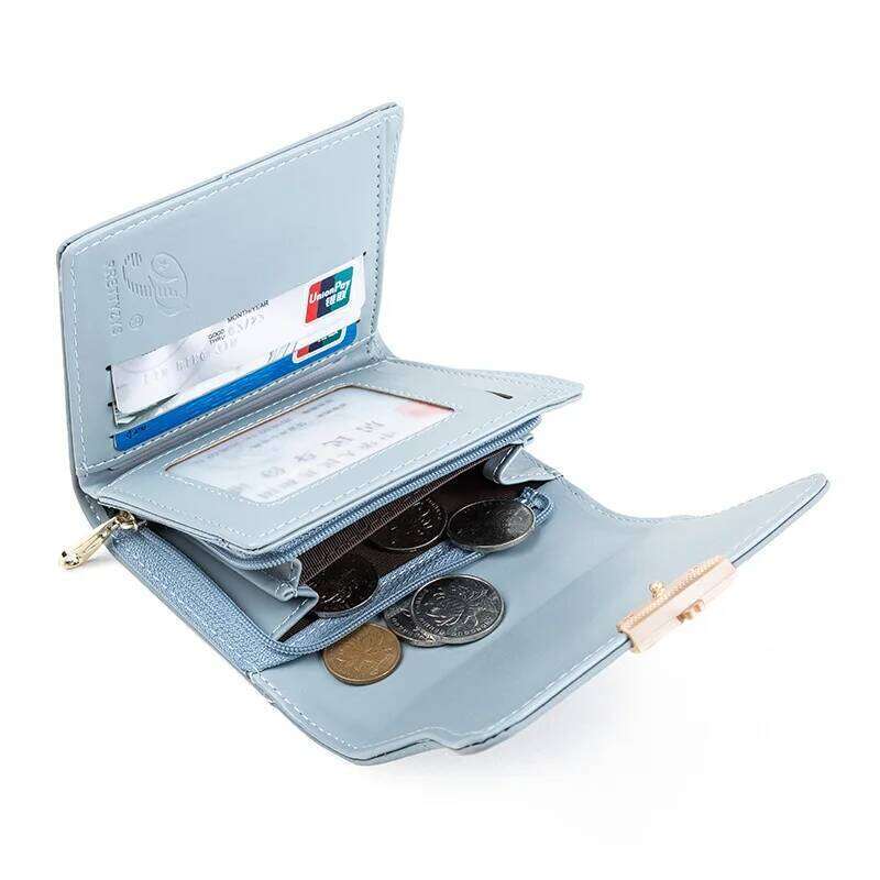 2023 new women's short purse Japanese and Korean PU soft hardware buckle simple trend everything niche large capacity handbag pu Y260206