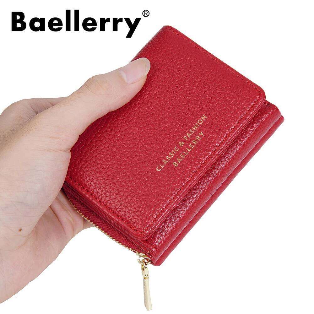 Premium Short Tri-Fold Wallet for Women - Slim Lychee Pattern Leather with Coin Pocket, 6 Card Slots 2025 New Y260206