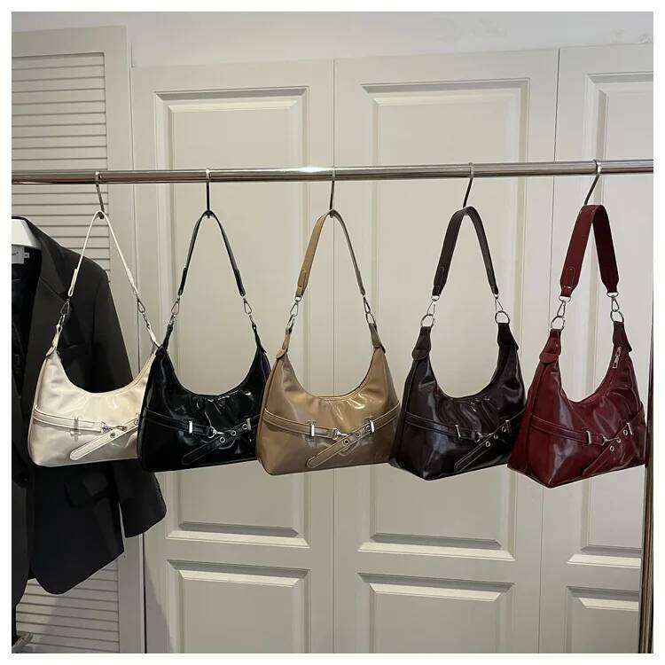 Vintage Belt Design Women Pu Shoulder Underarm Bags Large Capacity Ladies Crossbody Bag Tote Simple Versatile Female Handbags Y260205