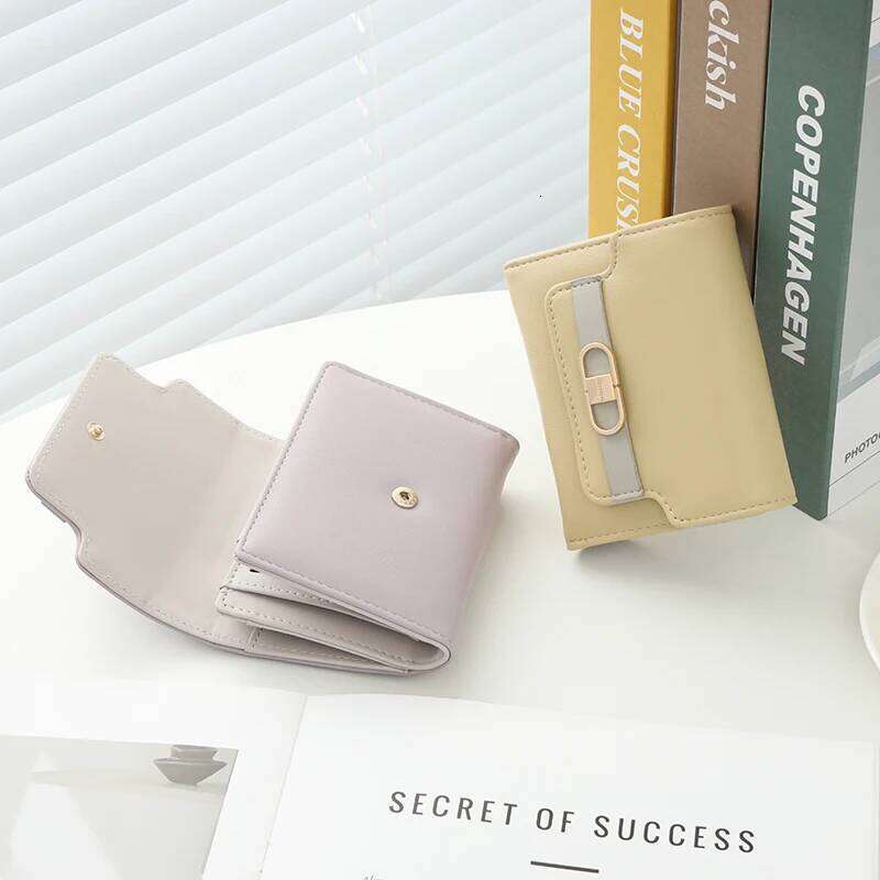 2024 spring new women's short wallet Korean PU leather boutique high-end fashion trend three fold bag multi-card folding student Y260206