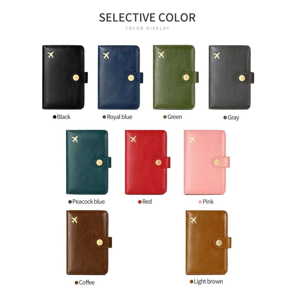 RFID shielded passport solid color PU leather credit card wallet multifunctional portable airplane pattern ticket holder Y260206