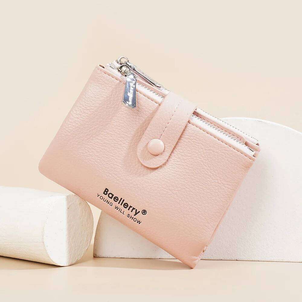 Fashion Women Short Type PU Purse Simple Double Zipper Coin Travel Dollar Card Holder Storage Small Bag Wallet For Girls Y260206