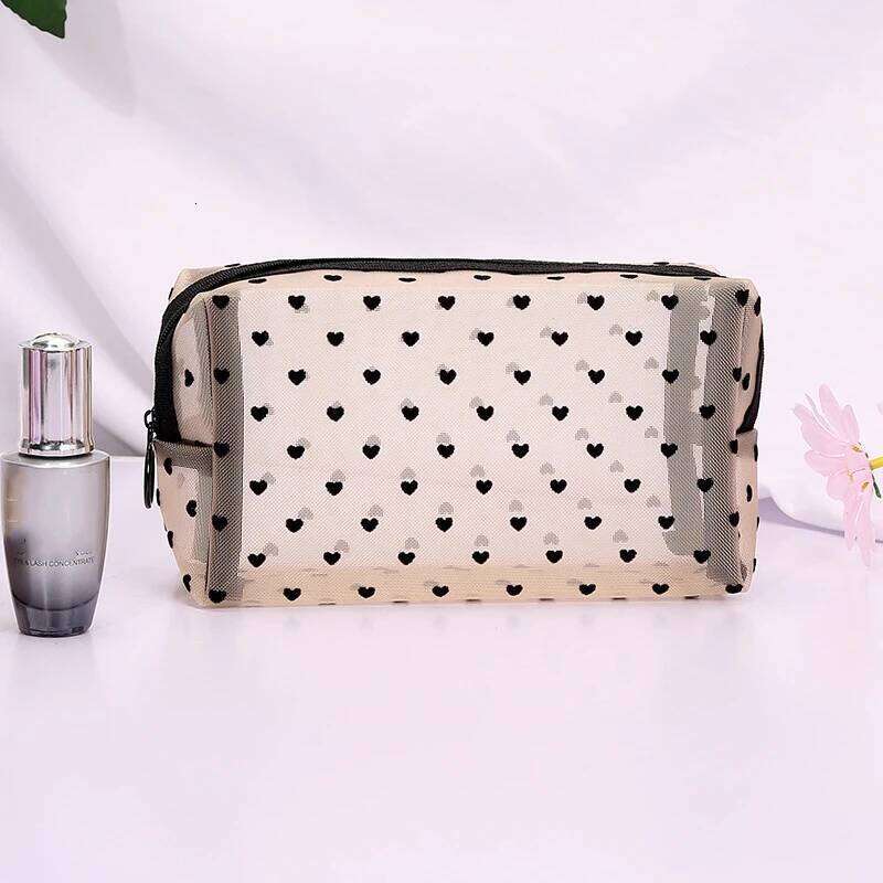 2023 New Heart Outdoor Personalized Transparent Cosmetic Pouch Travel Organizer Zipper Beach Makeup Women's Bag Y260206