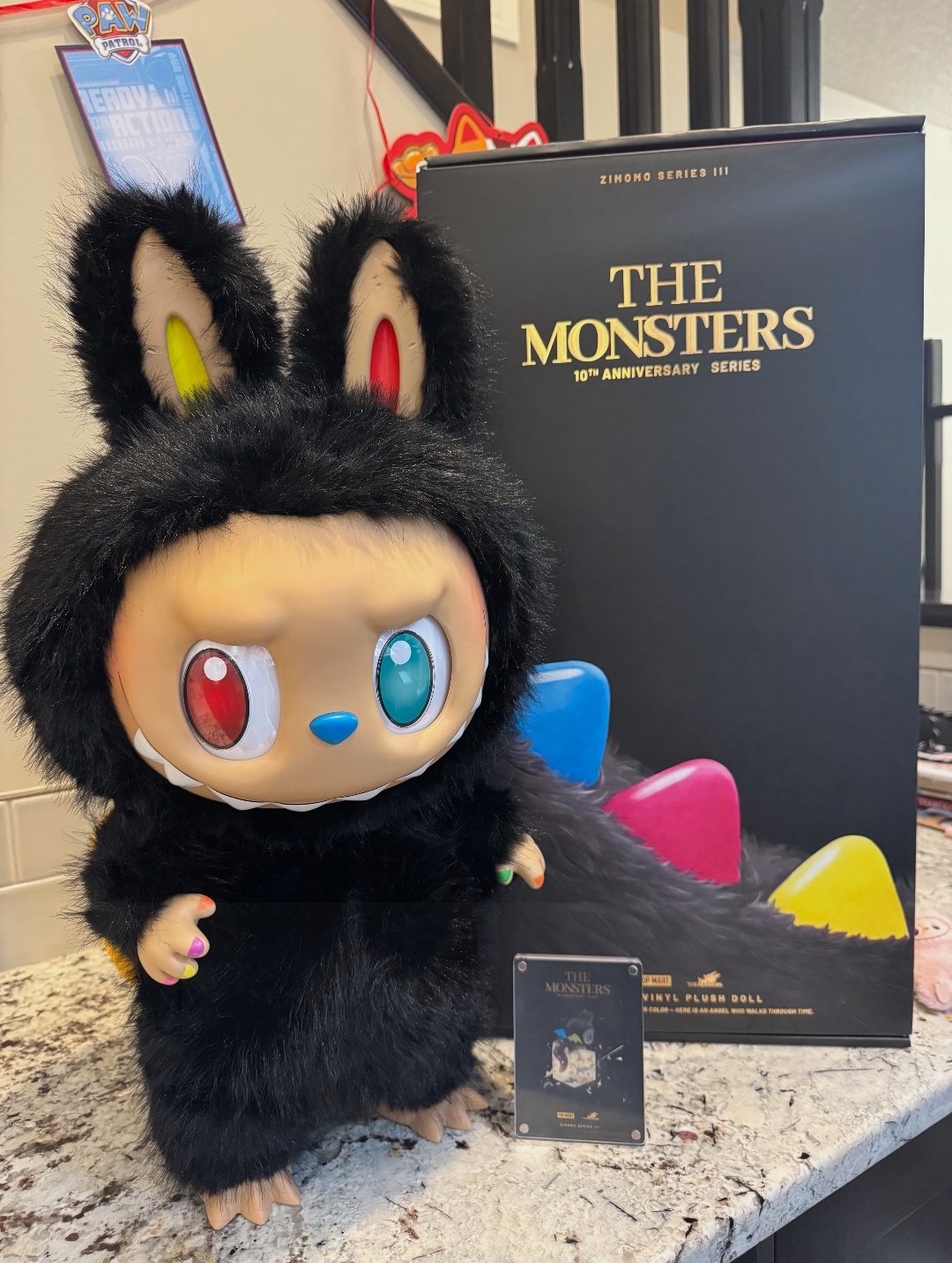 58CM Black Zimomo Figure The Monsters Labubu 10th Anniversary Series Anime Peripheral Storage Pouch For Headphone Fans