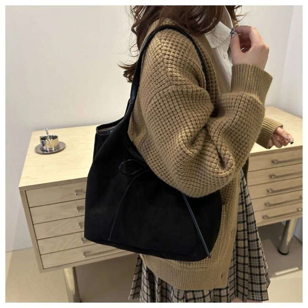 New Popular Bow Shoulder Large Capacity Temperament Tote Bag Handbag Women Y260205