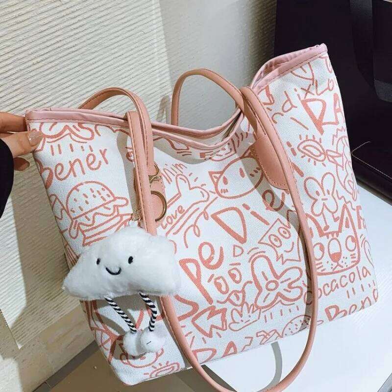 Canvas Tote Women Shoulder Casual Versatile Large Capacity Shopping Class Bag for Girl Designer Bags Y260205