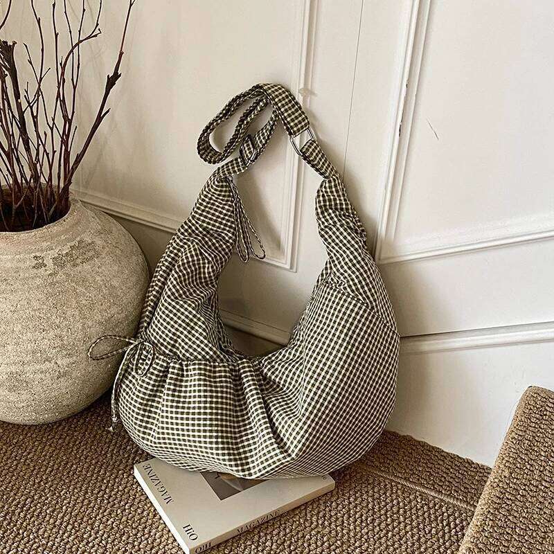 Nylon Plaid Fashion Crossbody Casual Large Capacity Commuting 2025 Hot Sale Bags Versatile Women's Handbags Y260205