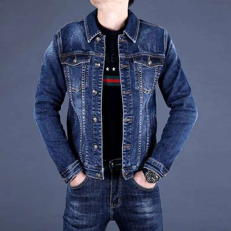 Luxury Brand with Denim Suit Men's 2025 New Autumn and Winter High-end Trendy Casual Top Versatile Jeans Jacket Set X260207 - view 7