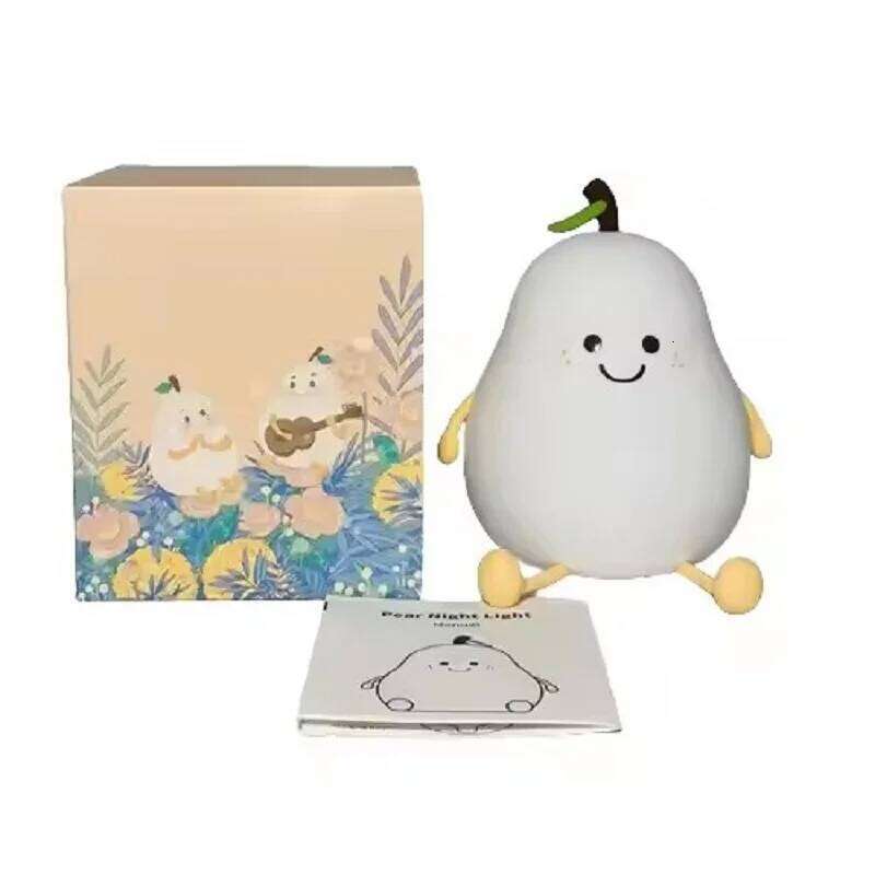Creative LED Light Children's Bedroom Bedside Sleeping Lamp USB Rechargeable Pear Silicone Night Lights S260204