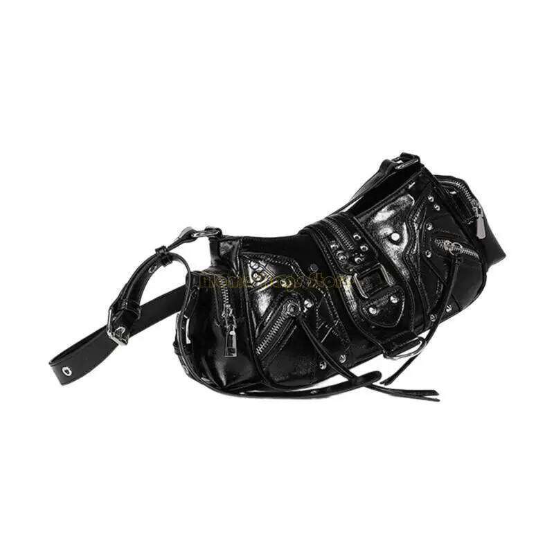 X90D Women Rivets Armpit Retro Shoulder Commuting Multi-Pockets Crossbody Bag for Everyday Z260207 - view 3