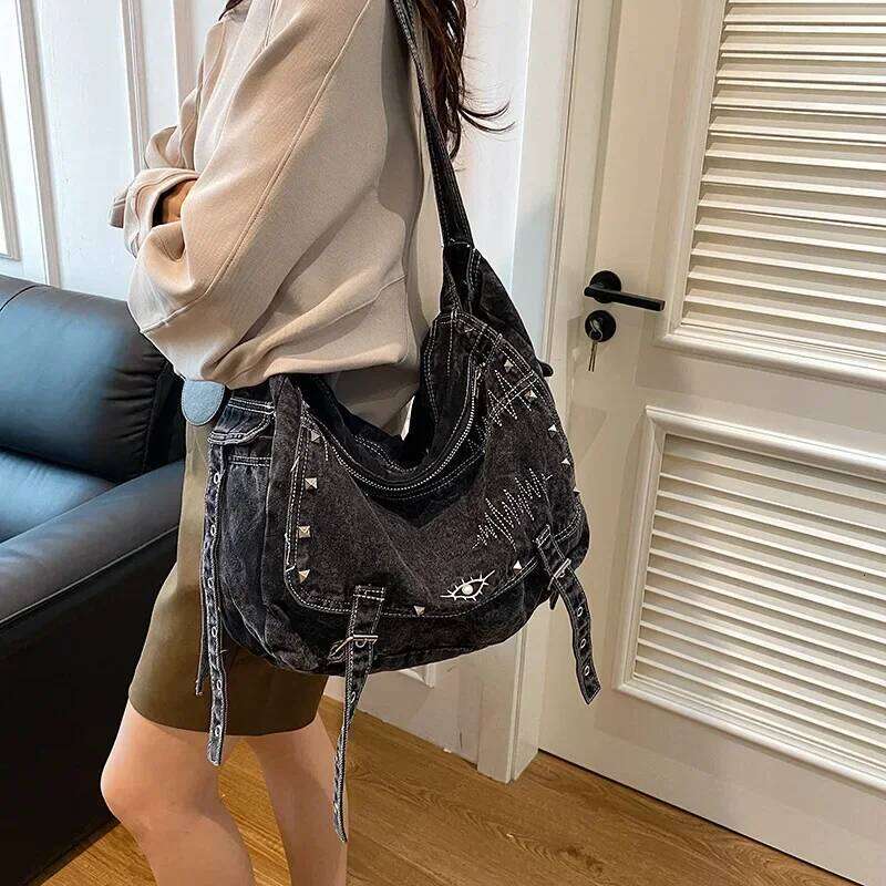 2024 Autumn y2k Denimn Vintage Shoulder Crossbody For Women Large Capacity Female Tote Bags Y260205
