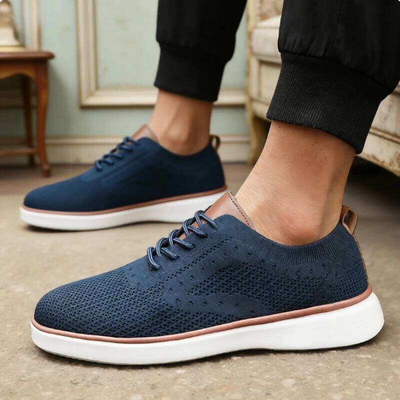 Casual Mesh Men 2026 New Breathable Knitted Lightweight Comfortable Walking Shoes Non-slip Sole Loafers Sneakers