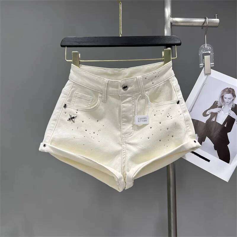 Women's Chic Hot Pant Girl Style Rolled-up Denim Summer Wear Version Low-Waisted Wide-Leg Pants A-line Shorts Jeans XJ260206