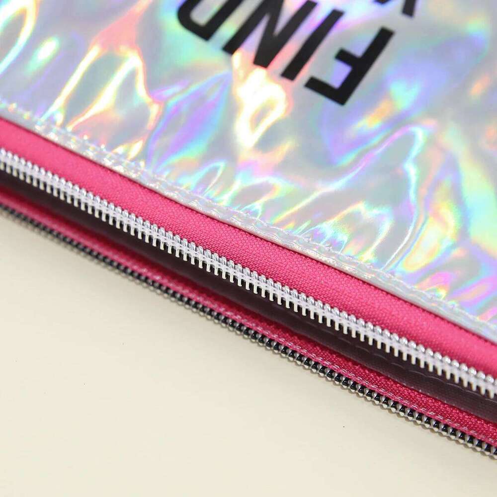 Large capacity laser makeup PU waterproof portable travel wash Fashionable rectangular women's storage bag Y260206