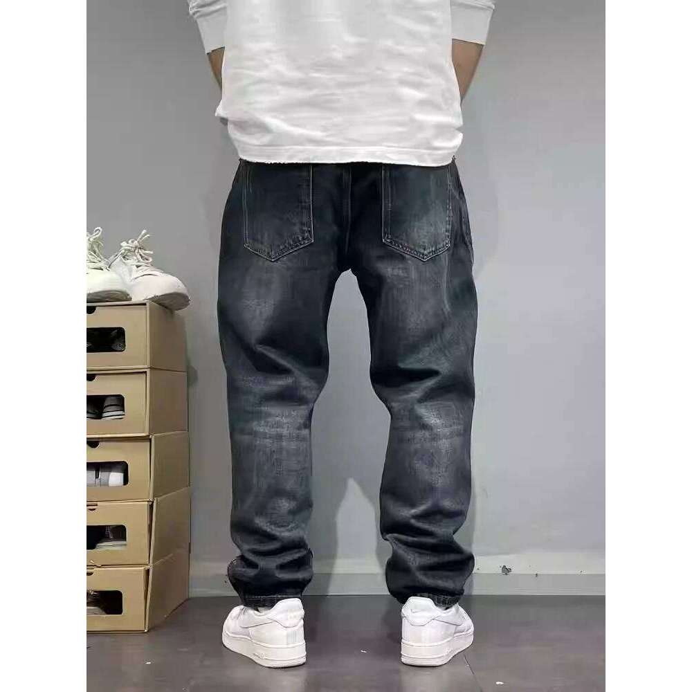 Patchwork Straight Leg Jeans Plus Size Multi Pocket Japanese Streetwear High Quality Trendy Skater Fit Denim Trousers 2025 New X260207