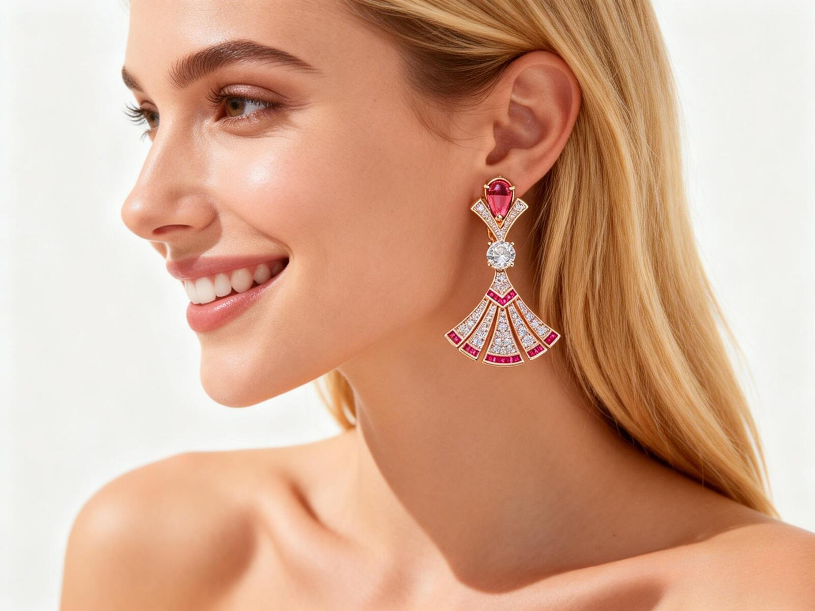 Earrings New Small-Sized Beauty Fan Earrings, Gold-Plated Earrings, Elegant Celebrity Style, Fan-Shaped, Celebrity-Inspired Evening Earrings