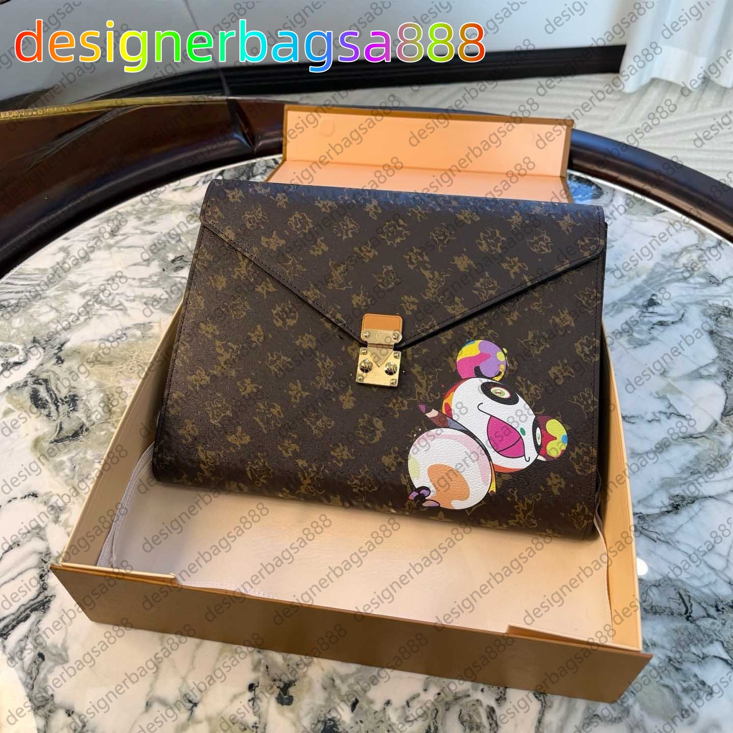 2026 Designer file bag men women brown floral letter sealed file bags folder clutch bags credit card wallet Suitable for business commuting or daily organization