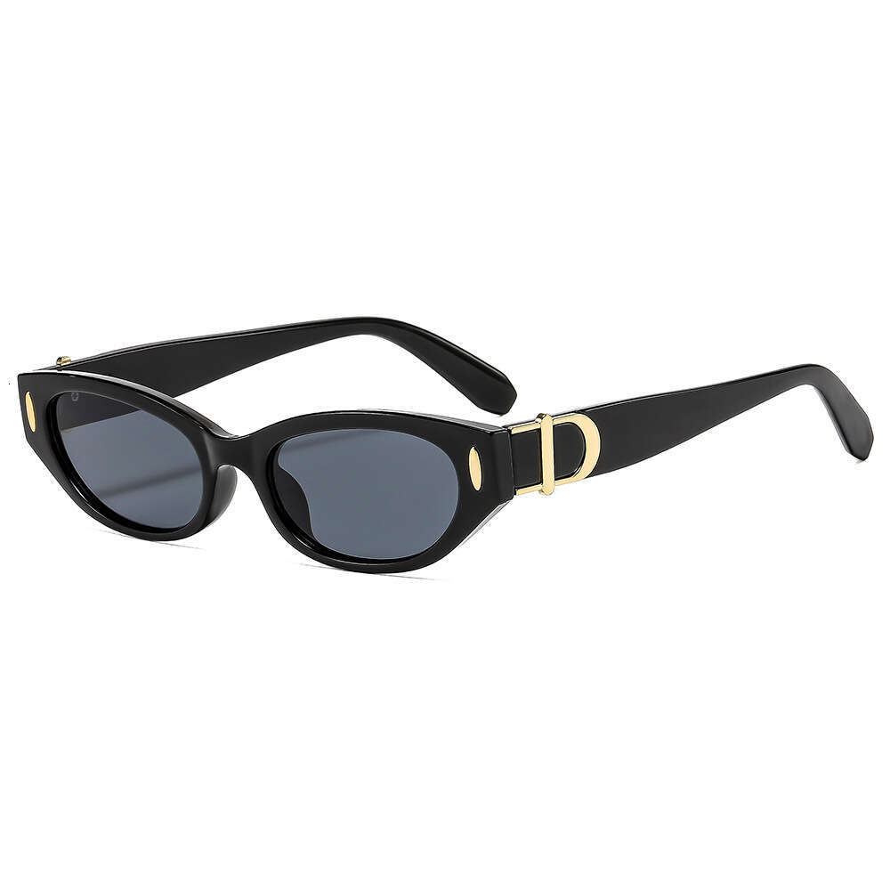 Women Fashion Cat-Eye Sunglasses Vintage Inspired with Gold Metal Buckle Detail, UV400 Protection for Retro & Instagram Style
