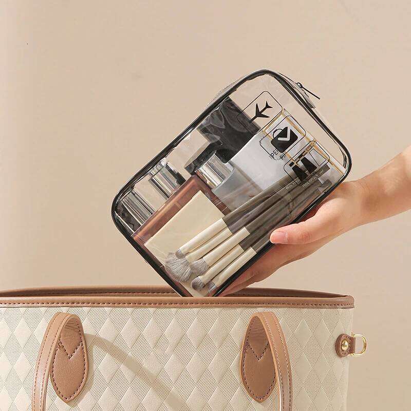 Strong PVC Clear Toiletry Bag with Secure Zipper for Cosmetics and Travel Accessories Y260206