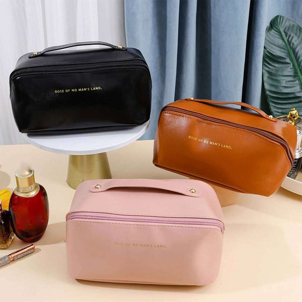 PU Handheld Waterproof Multi functional Pillow Makeup Portable Large Capacity High Beauty Washroom Travel Storage Bag Y260206