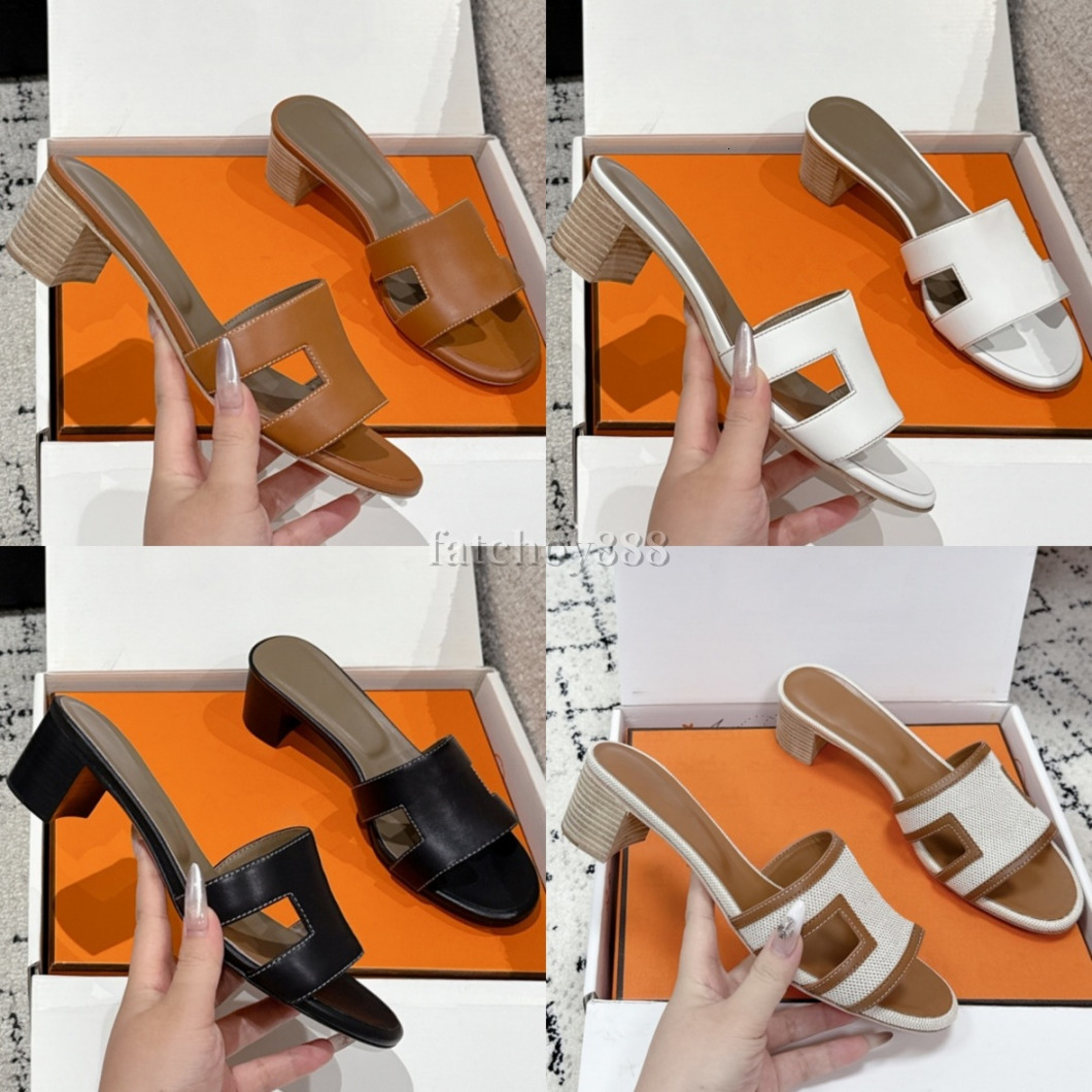 Brand oran Sandals Designer Women Shoes Real Leather Slipper Sandal High Heel Classic Flat Slides Beach Low Heel Slipper Summer Slippers Sizes35-42