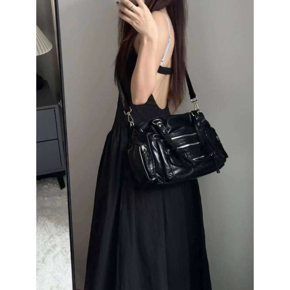 JIAERDI Vintage Black Shoulder Purse Women High Street Pocket Chic Y2k Handbag Female Harajuku Casual Crossbody Bags 2025 Y260205