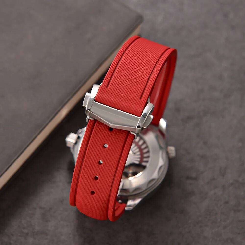 High Quality Woven Pattern FKM Rubber Strap 20mm 21mm 22mm Diving Sports Deployant Watch Bands Quick Release Universal Bracelet Z260207