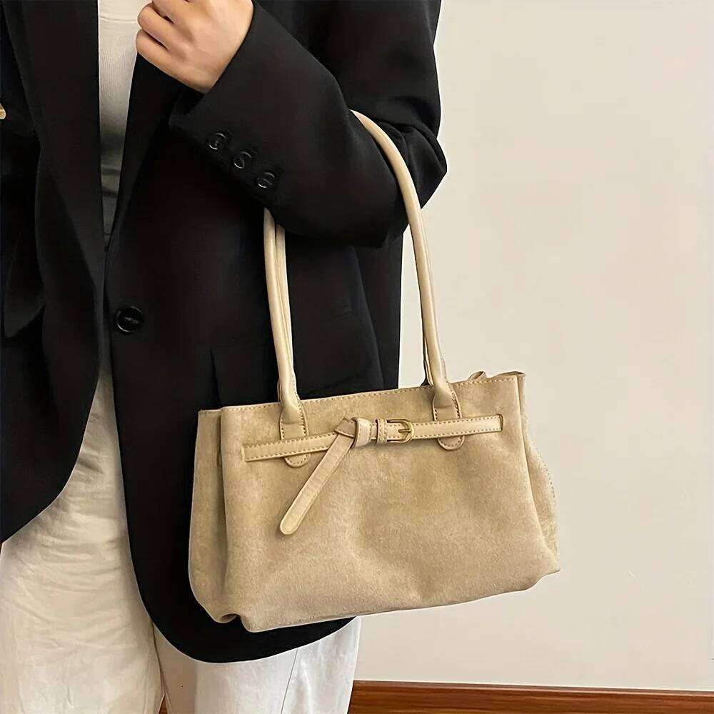 Autumn and Winter New Texture Armpit Bag Commuting Frosted Suede Shoulder Niche Retro Baguette Bags Fashion Versatile Y260205
