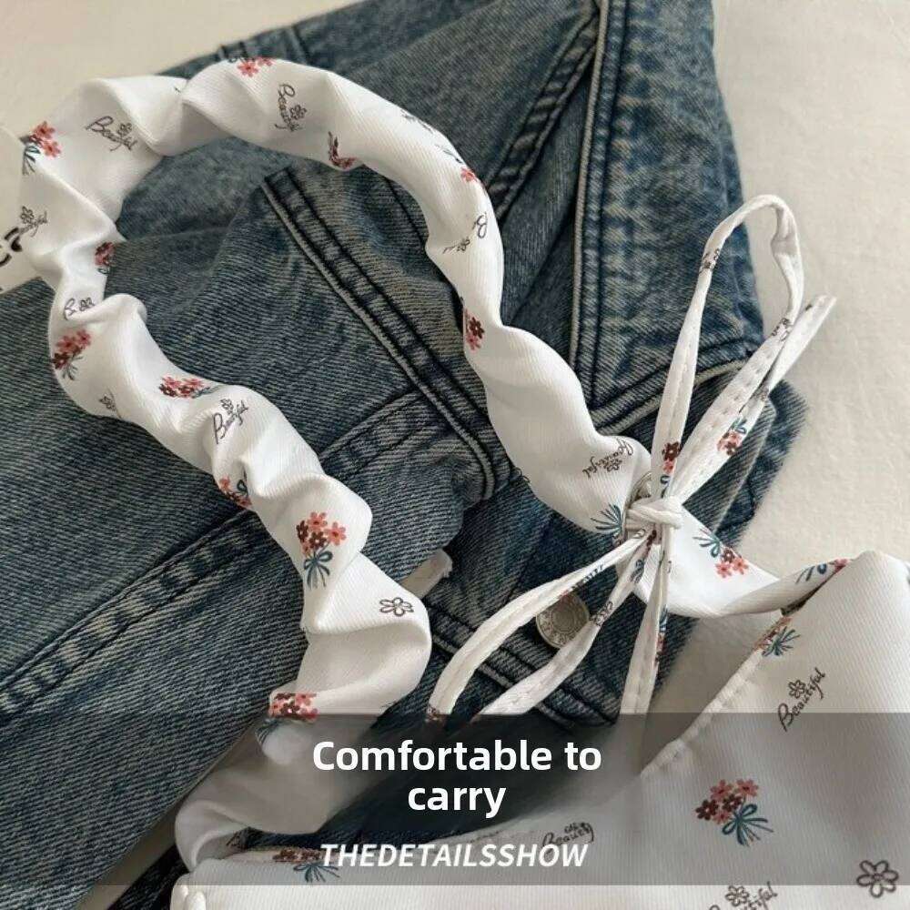 Casual Flower Pleated Underarm Nylon Zipper Floral Shoulder Bag Large Capacity Lightweight Handbags Girls Z260207 - view 5