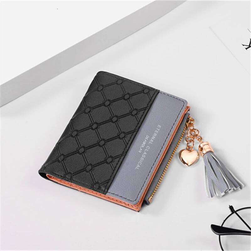 Wallet PU Leather Fashion Fringe Pendant Short Card Holder Folding Women's Coin Purse Y260206