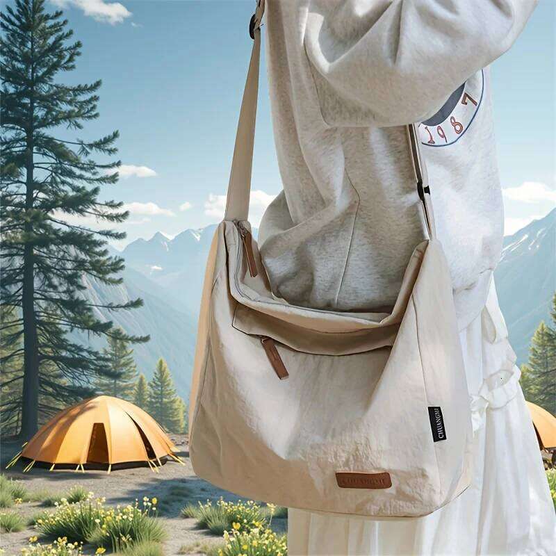 Washed Fabric Cloth Men Large Capacity Shoulder for Women Versatile Cross Body Bags Students Messenger School Bag Y260205