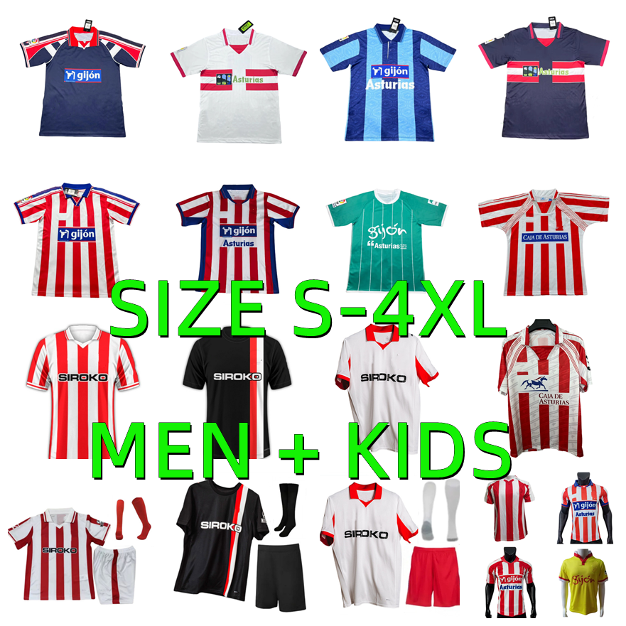 25 26 Sporting de Gijon Soccer Jerseys 94 95 96 97 99 00 01 02 03 08 09 12 13 Retro 2025 2026 David Villa Gelabert DUBASIN CAMPOS MARTIN PERRIN Football Shirts men kids kits