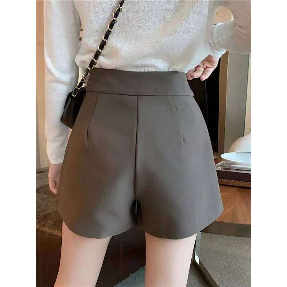 Shorts Women Elegant Korean Style Trendy Office Simple High Waist All-match Mature Tender Ladies Spring Pure Color New Design XJ260206