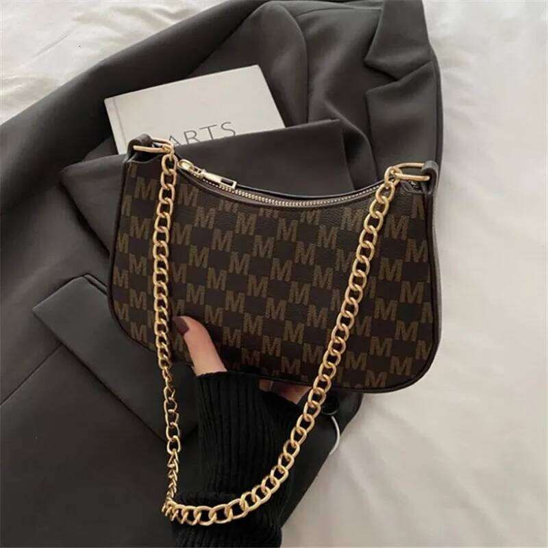 Leopard Print Retro Chic Style Half Moon Bag Gold Chain Strap Versatile Convertible Crossbody Shoulder/Purse for Women Daily Use Y260205